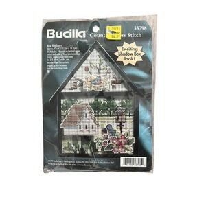 Vintage‎ Bucilla Counted Cross Stitch Kit – Birdhouse Shadow Box Look